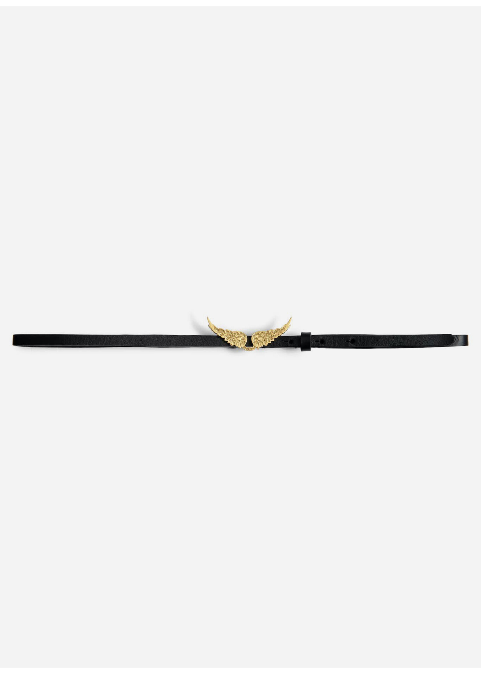 Zadig & Voltaire Rock Belt Natural Leather Noir Gold