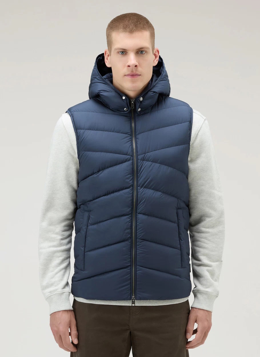 mens blue down vest