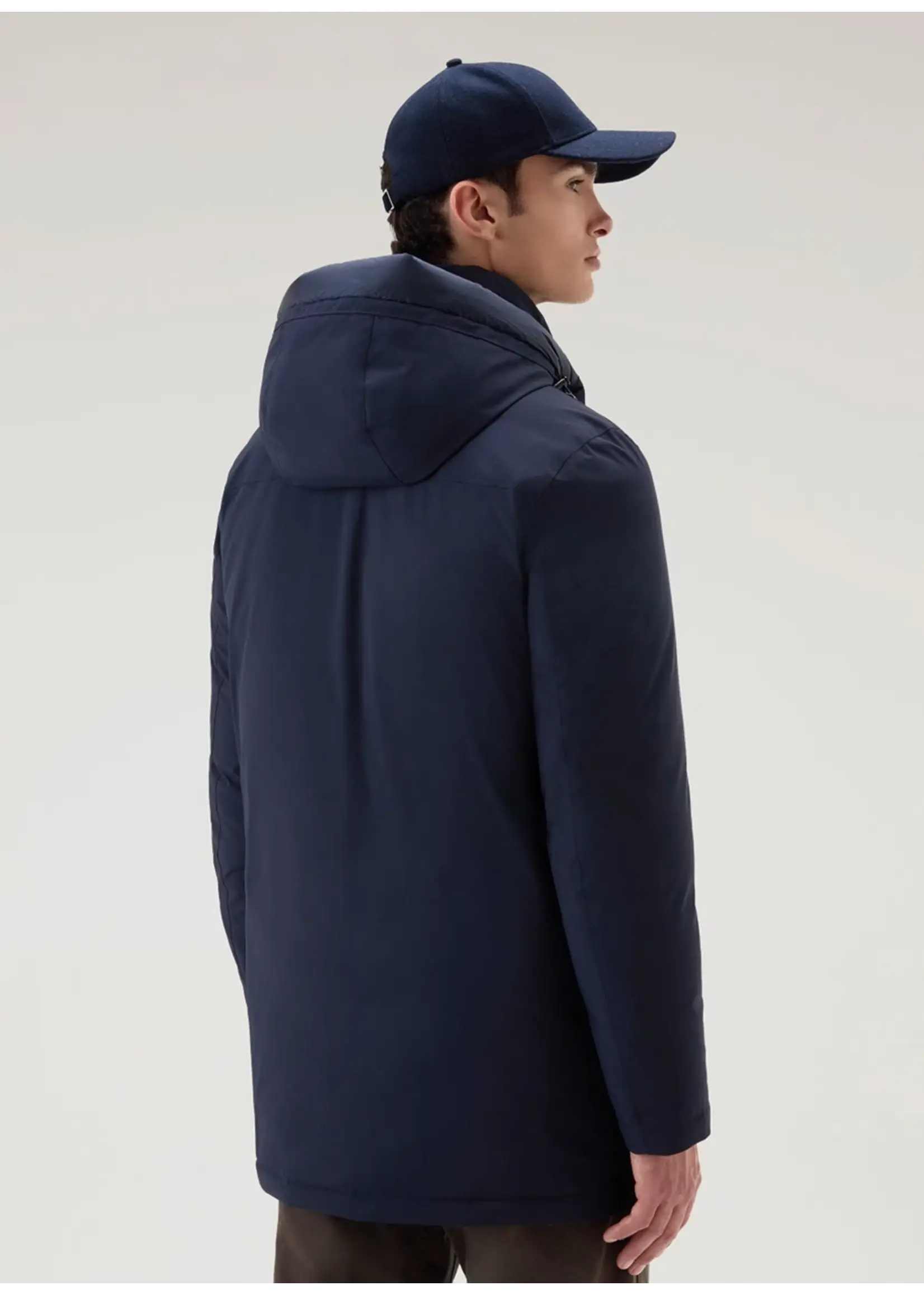 Mountain Stretch Down Parka Melton Blue - De Nimes