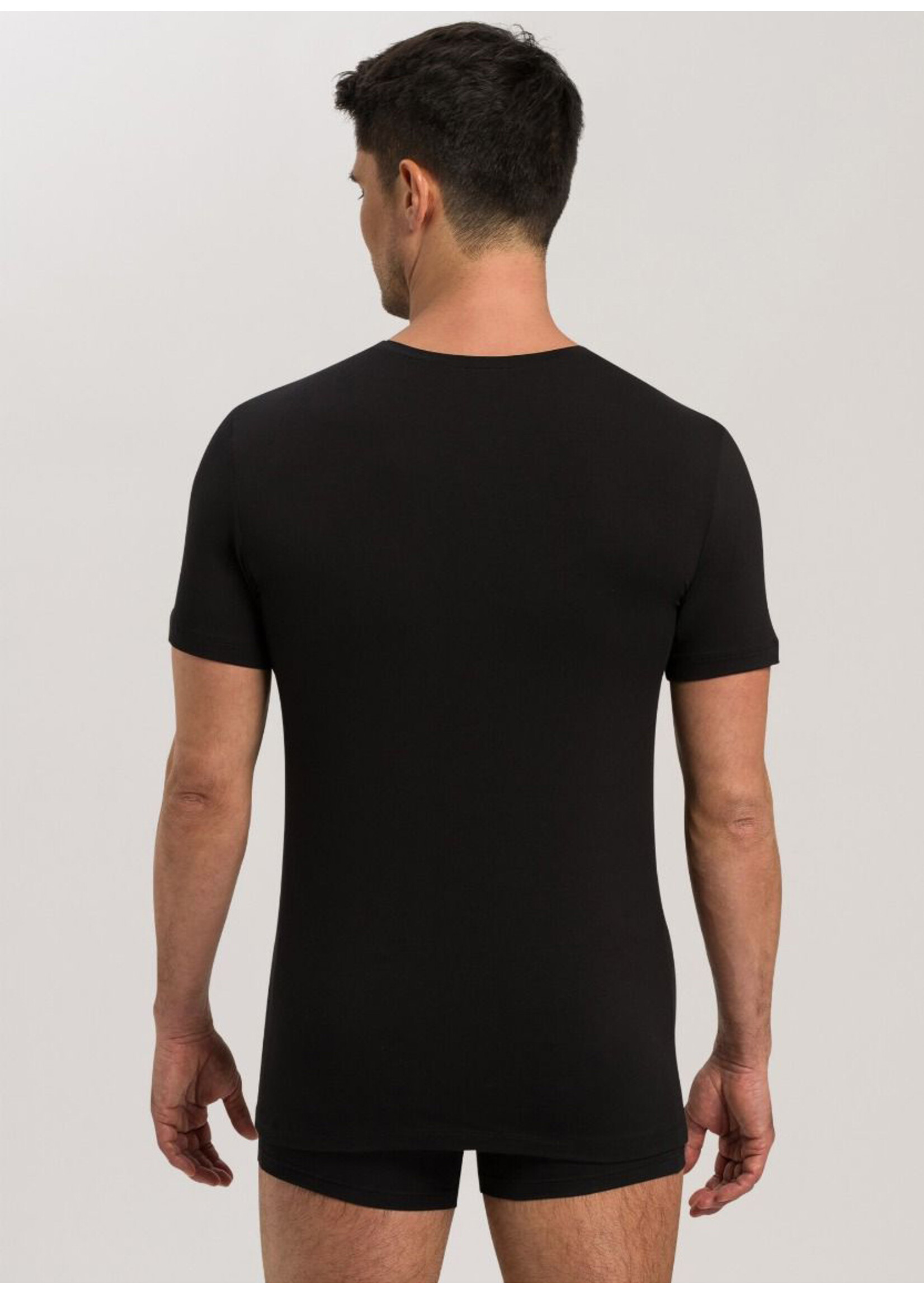 Hanro Shirt V-Neck Black Cotton Superior