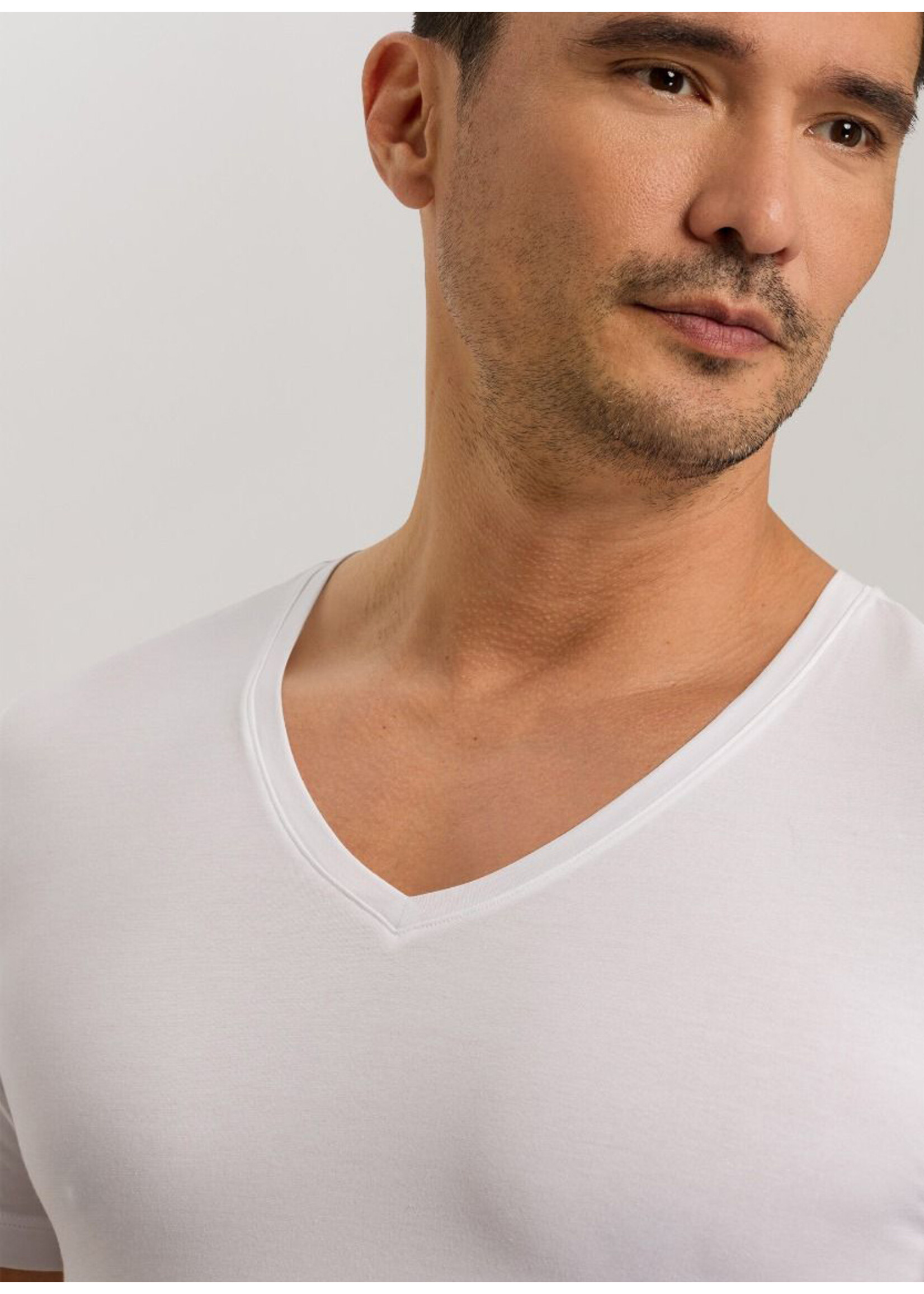 Hanro Shirt V-Neck White Cotton Superior