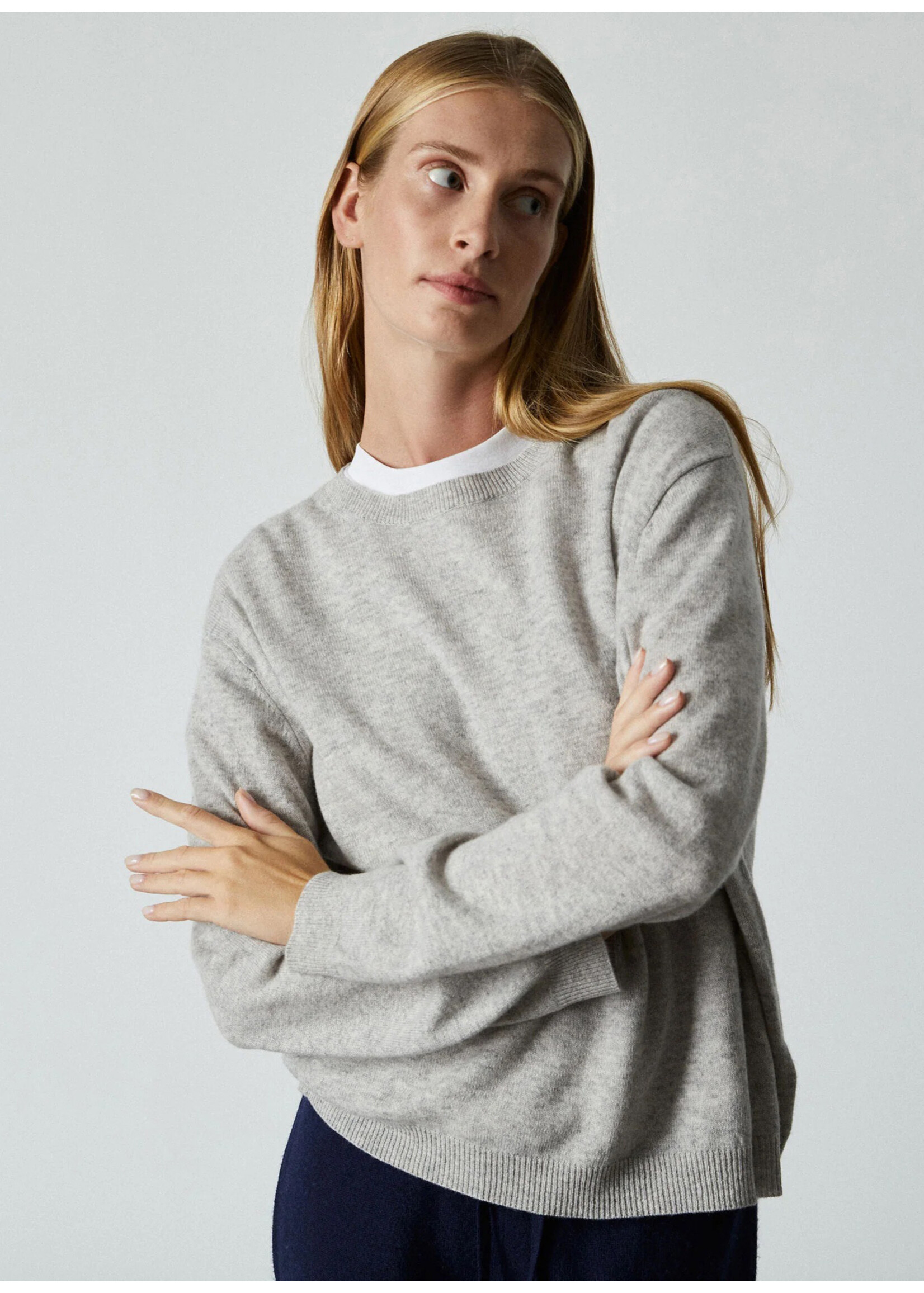 People's Republic of Cashmere Women's Boxy O-Neck Ash Grey