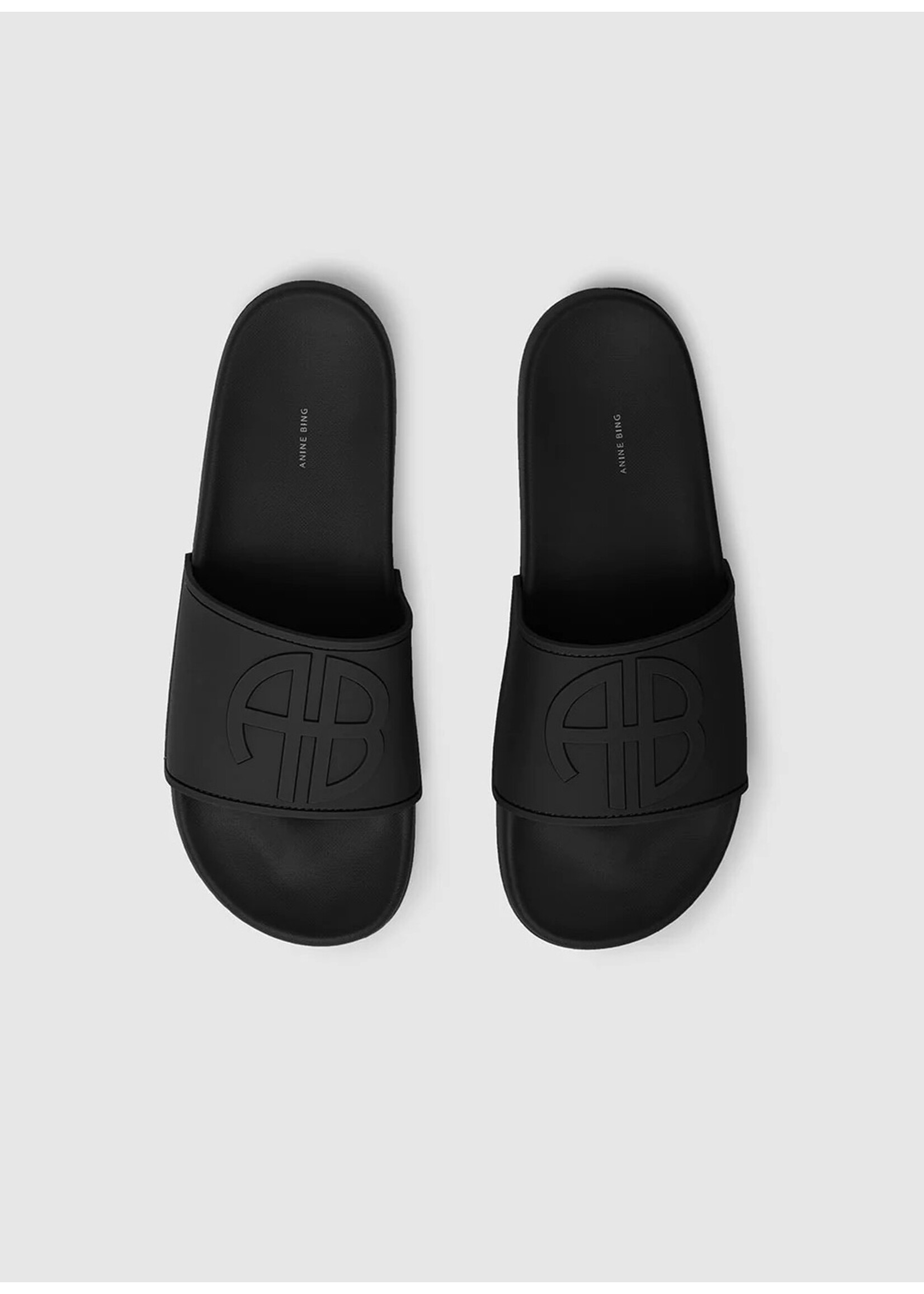 Anine Bing Isla Slides Black Monogram