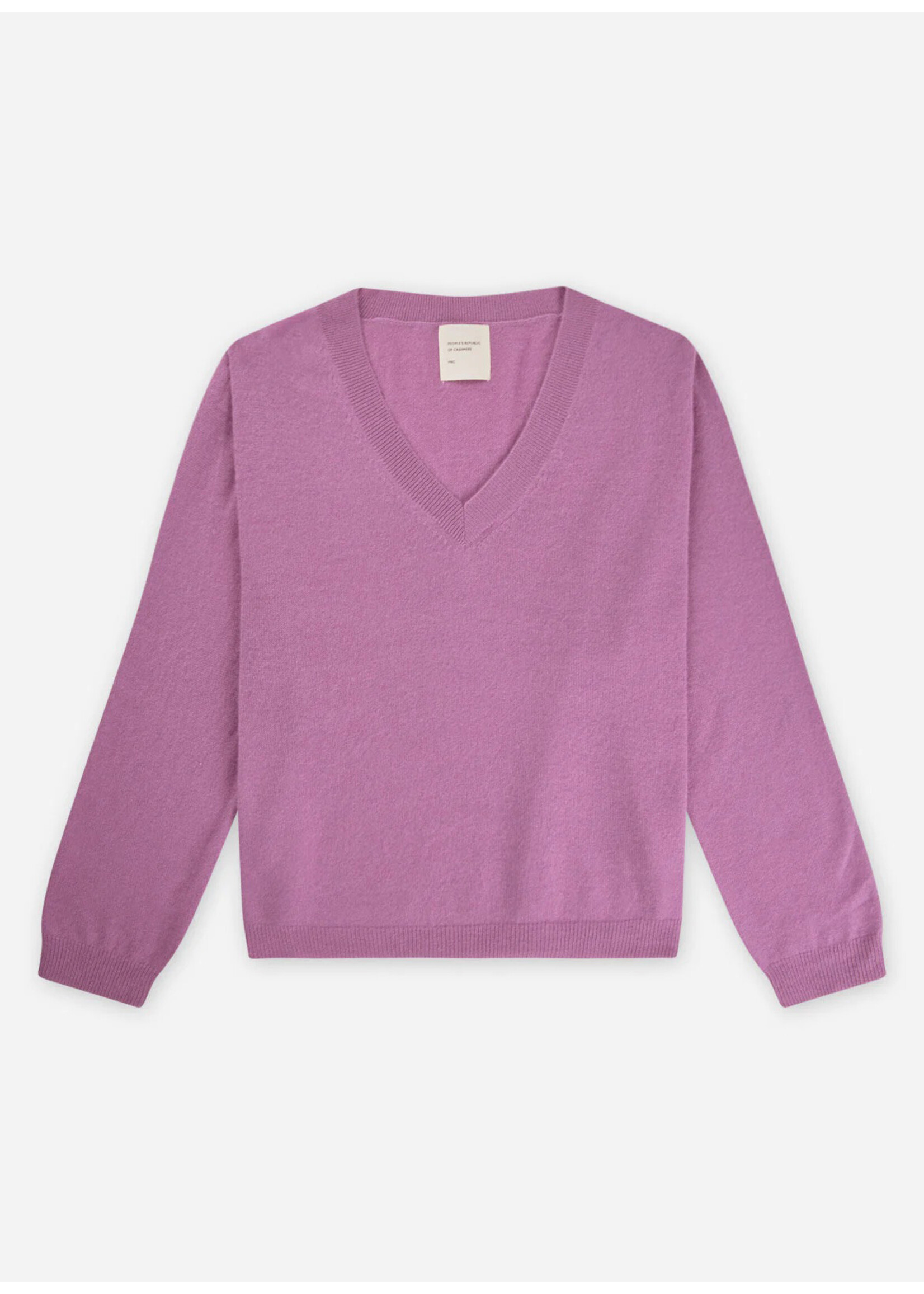 People's Republic of Cashmere Women's Boxy V-Neck Lila