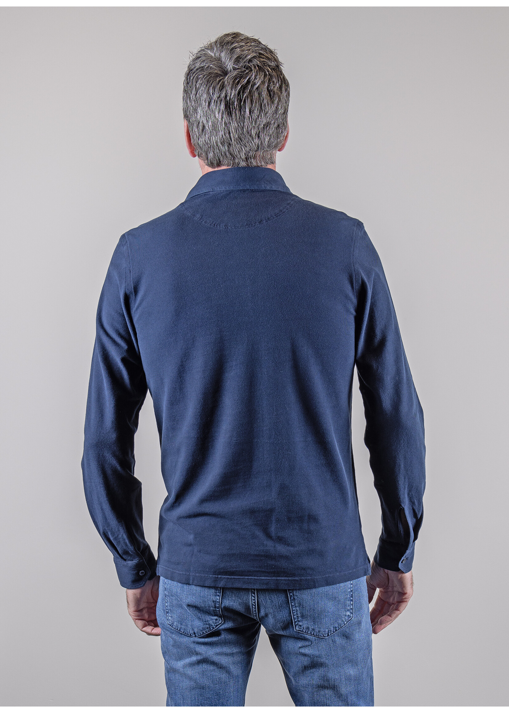 Ridiculous Classic Washed Cotton Polo Long Sleeve Navy