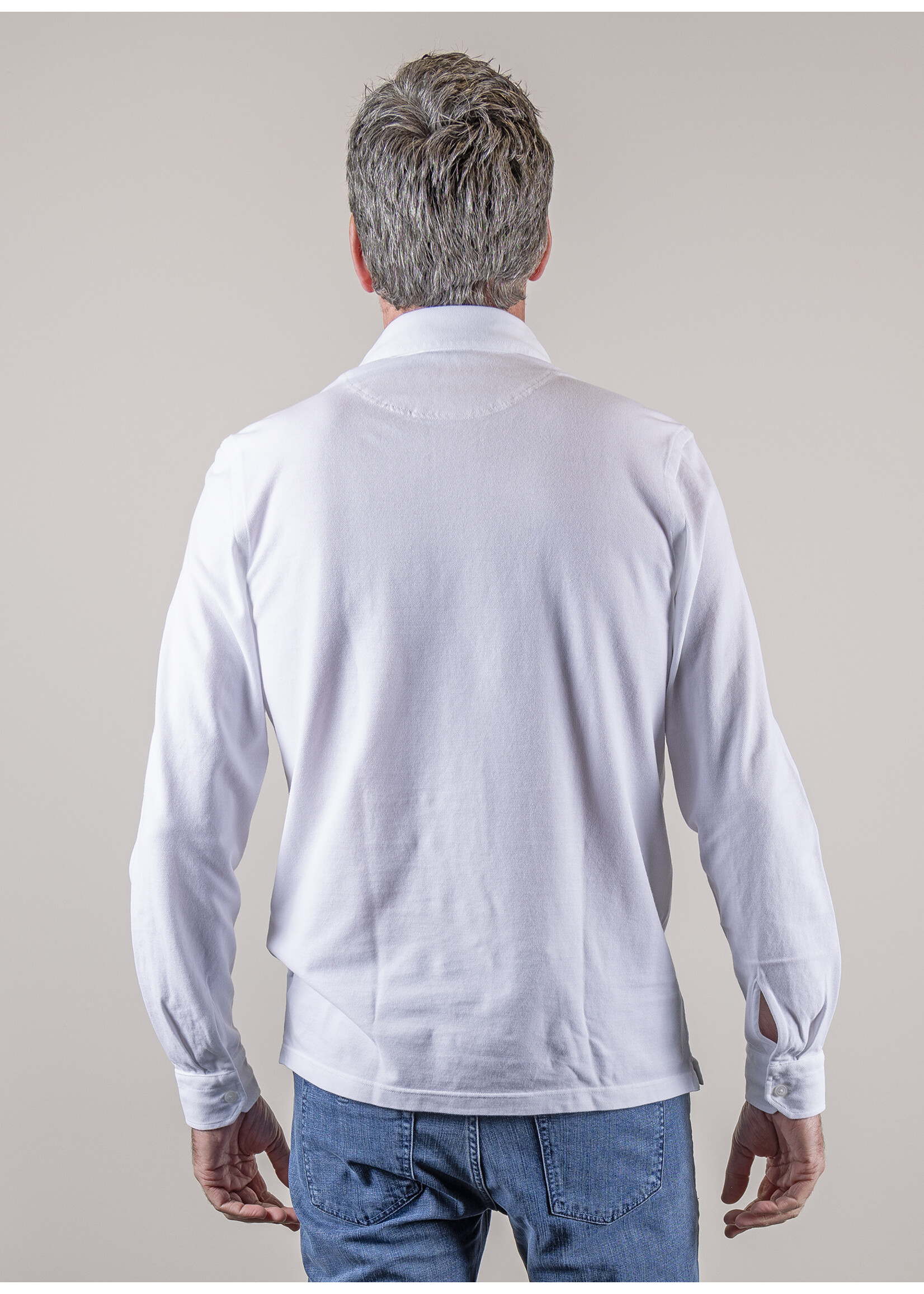 Ridiculous Classic Washed Cotton Polo Long Sleeve White