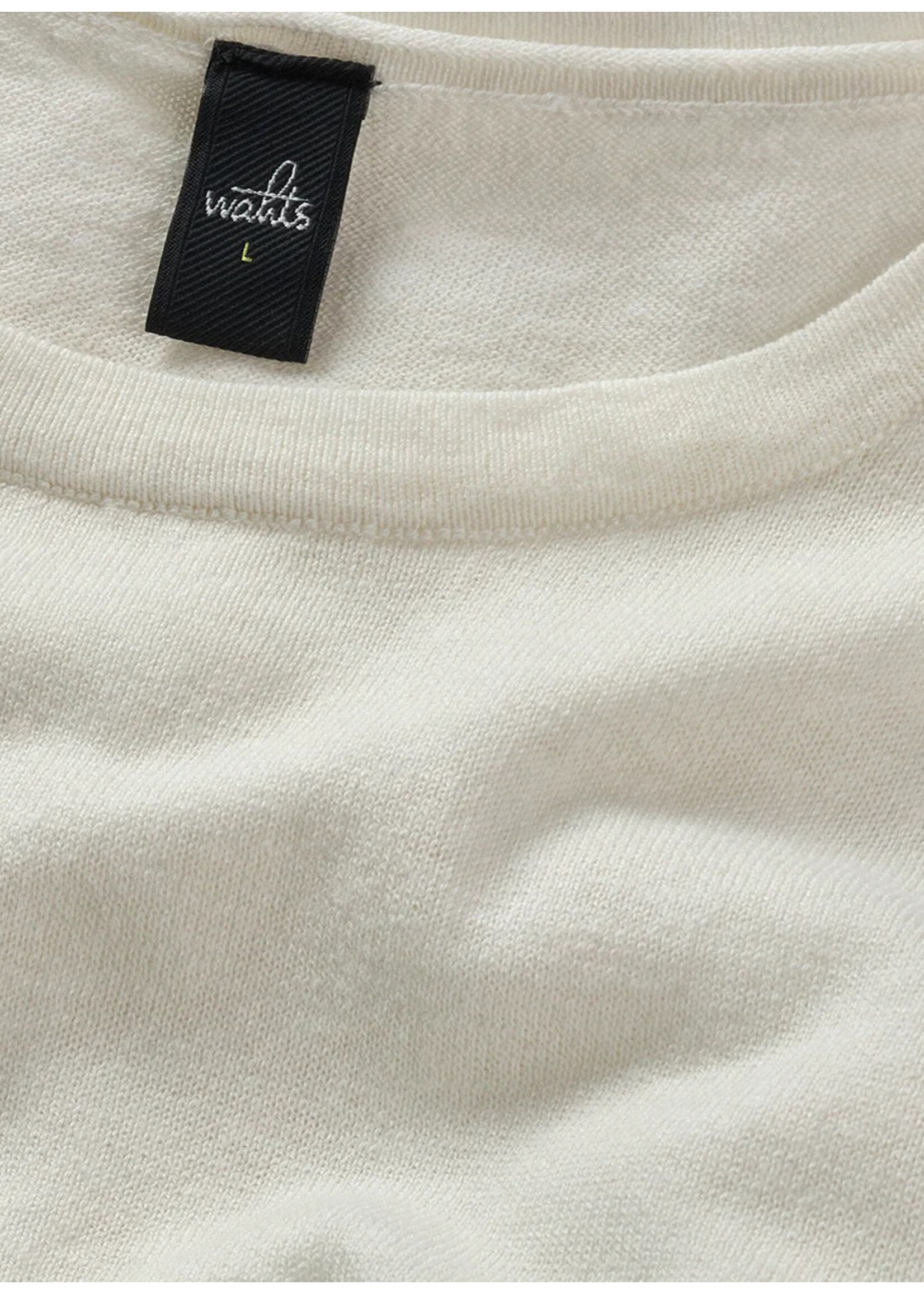 Wahts Miles Cotton Linen Knitted T-Shirt Off White