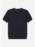 Wahts Miles Cotton Linen Knitted T-Shirt Night Blue