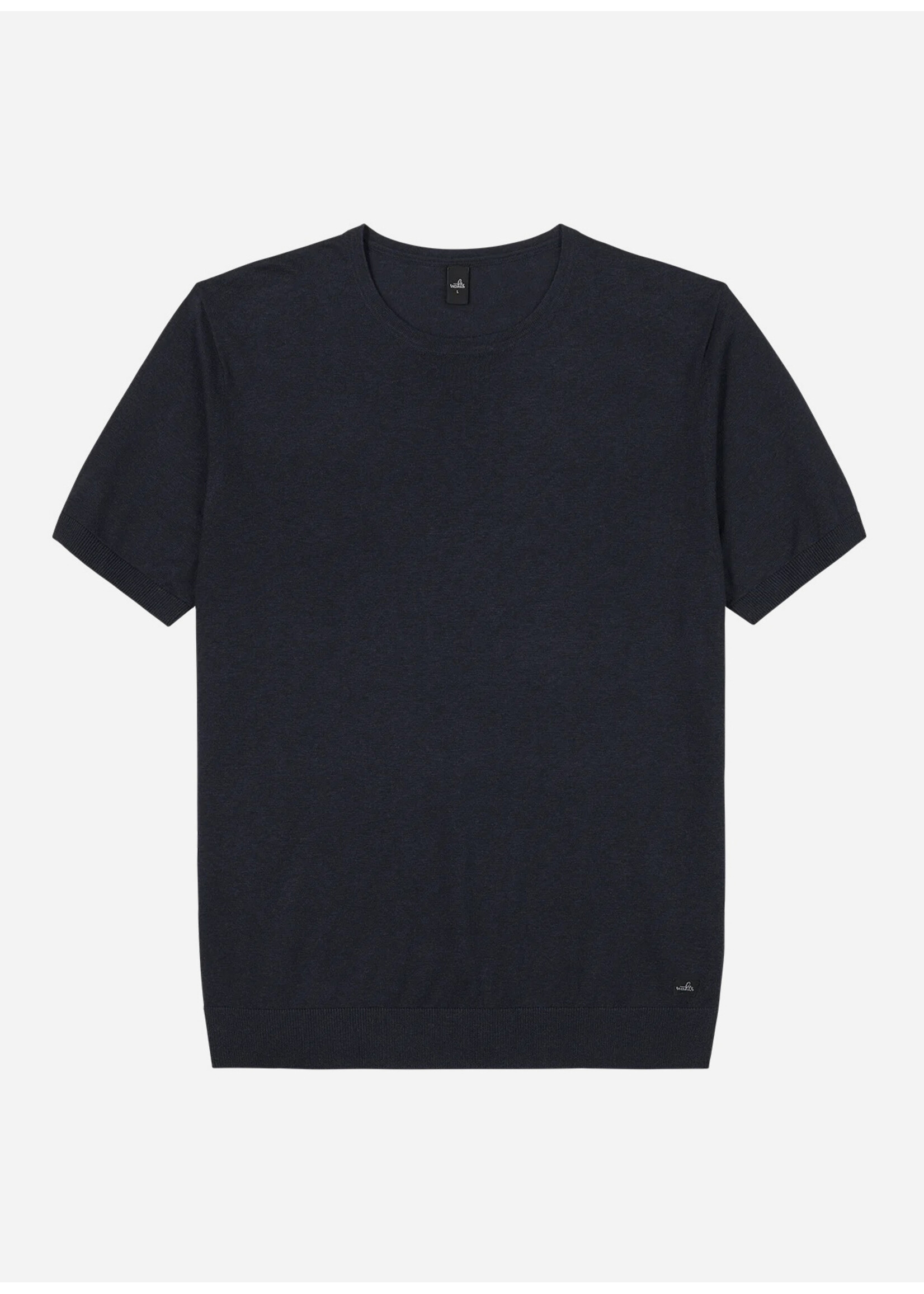 Wahts Miles Cotton Linen Knitted T-Shirt Night Blue