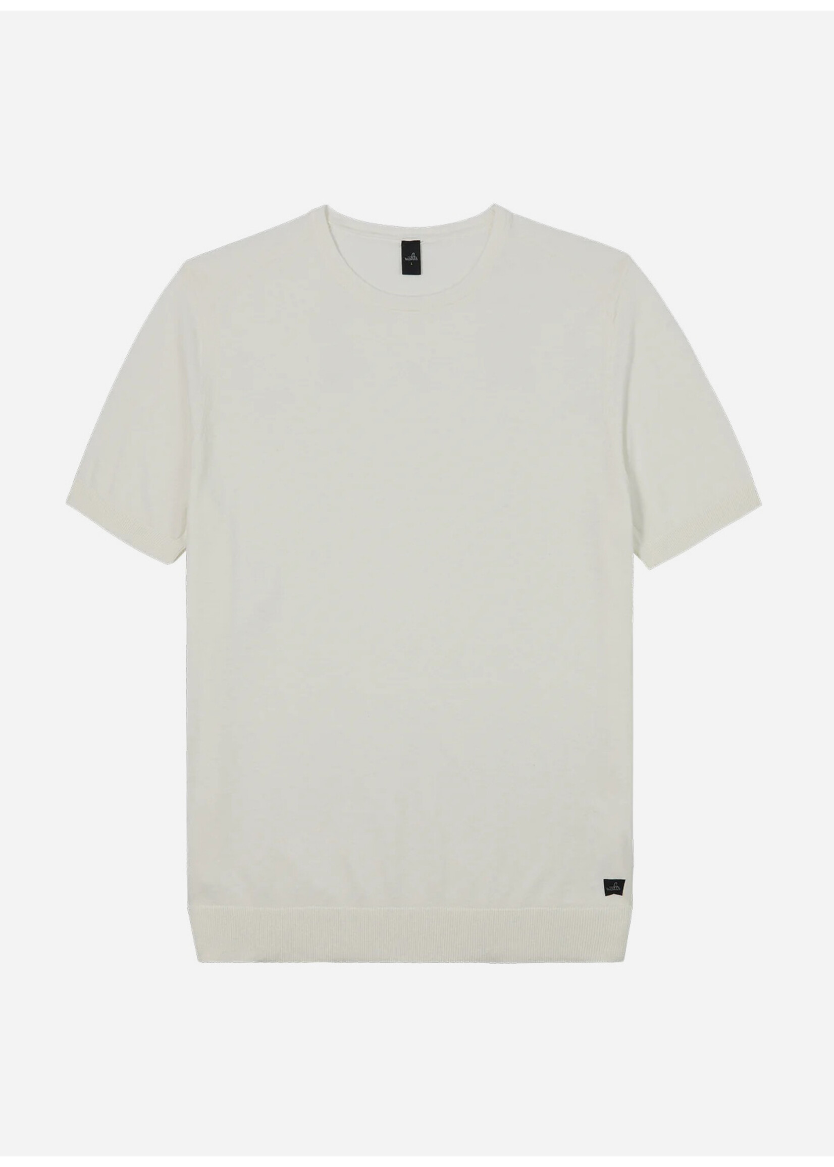 Wahts Miles Cotton Linen Knitted T-Shirt Off White