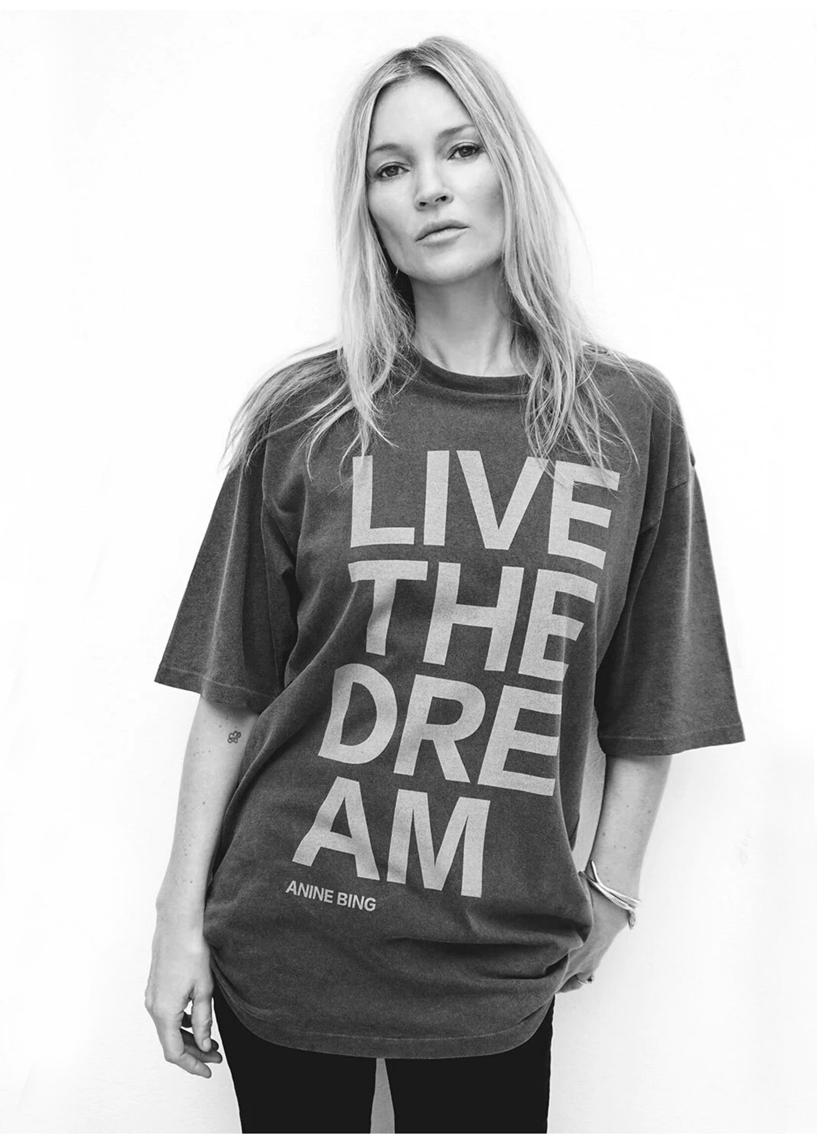 Anine Bing Cason Tee Live The Dream  Washed Black