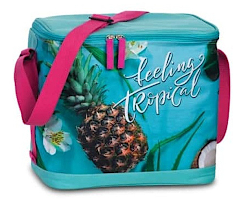 koeltas 29 x 27 cm polyester blauw/roze