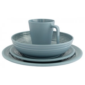 Eurotrail tafelservies Denia anti-slip melamine blauw 16-delig