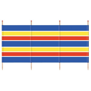 Yello windscherm 120 x 224 cm hout/polyester blauw/geel/rood