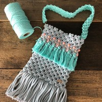 Patroon festivaltasje macramé(bij 1 streng katoen)
