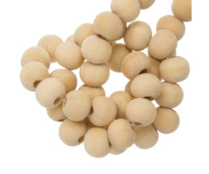set houten kralen rond , groot gat – macramé kralen