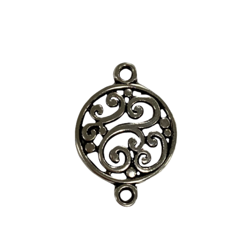 Tussenstuk rond met swirls zilver Tussenstuk rond met swirls zilver