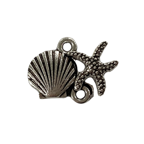 Tussenstuk schelpje met zeester zilver Tussenstuk schelpje met zeester zilver