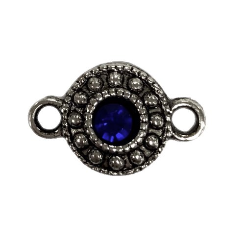 Tussenstuk blauw steentje zilver Tussenstuk blauw steentje zilver