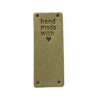 Label staand handmade with love beige