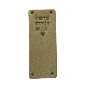 Label staand handmade with love beige
