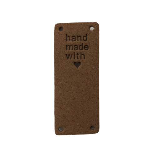 Label staand handmade with love bruin Label staand handmade with love bruin