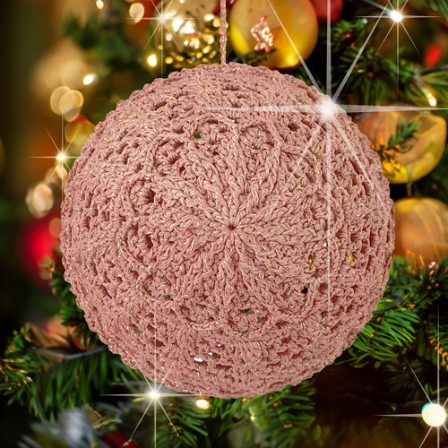 Hearts Glam Kerstbal Haakpakket in 3D (20 cm) Peony Pink