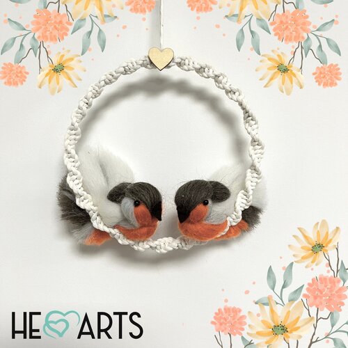 Hearts Lovebirds Macramépakket, inclusief accessoires en patroon