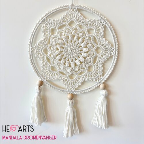 Hearts Mandala Dromenvanger met kwastjes, 20 cm
