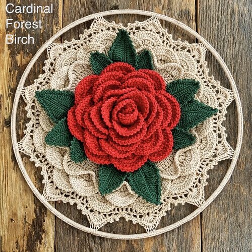 Hearts Rose Mandala Haakpakket met 2 soorten garen