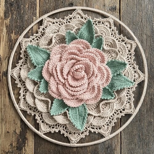 Hearts Rose Mandala Haakpakket