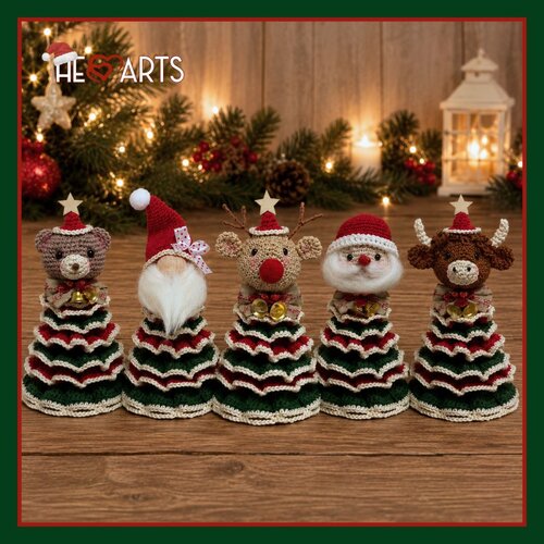 Hearts Set van 5 mini kerstbomen Hearts Set van 5 mini kerstbomen
