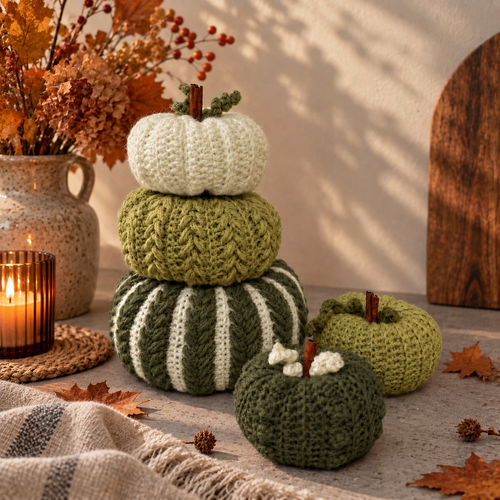 Hearts Pumpkins, set van 3 verschillende patronen