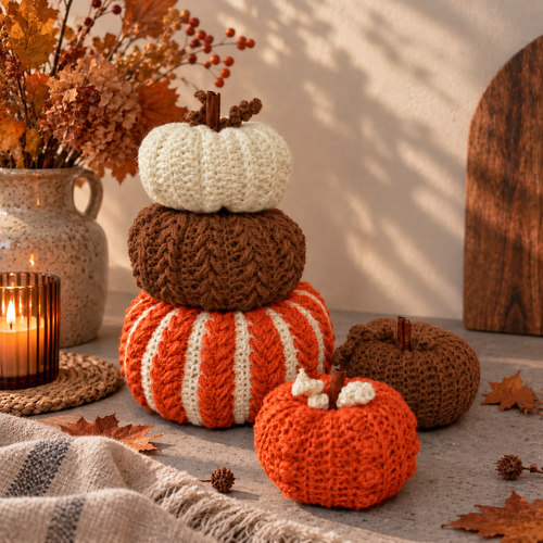 Hearts Pumpkins, set van 3 verschillende patronen