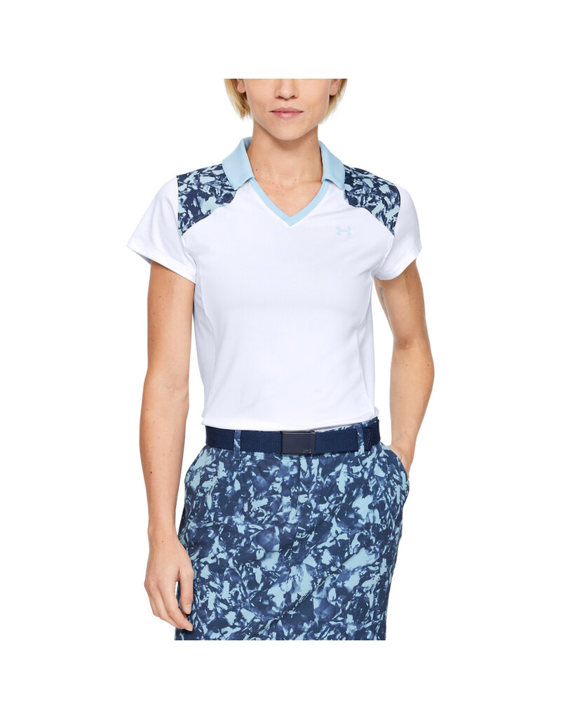 Under Armour UA Zinger Blocked Polo-Weiß / Blauer Frost / Blauer Frost