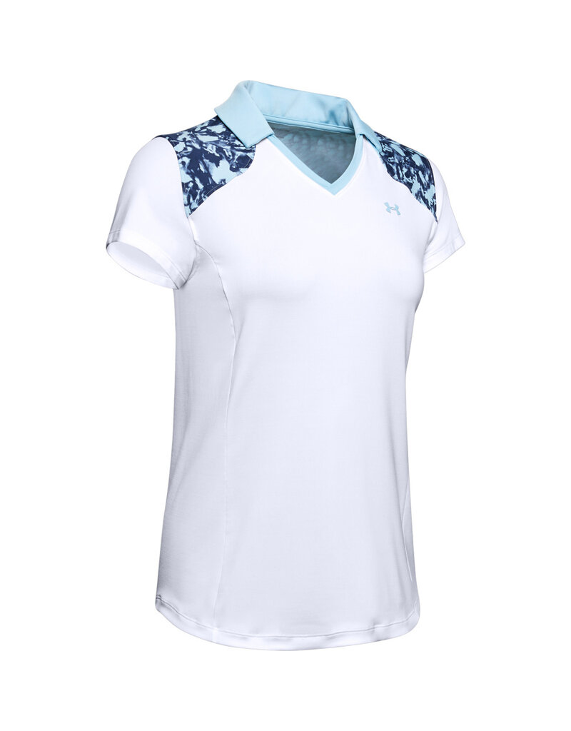 Under Armour UA Zinger Blocked Polo-Weiß / Blauer Frost / Blauer Frost