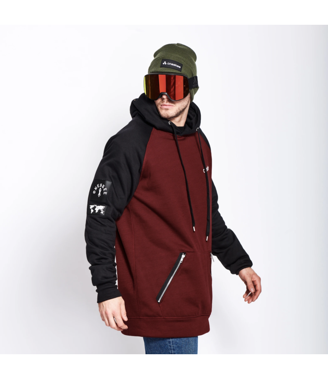 Oneskee Waterdichte heren hoodie Burgundy/Zwart - Heren