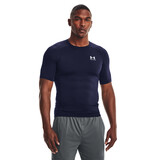 Under Armour UA HG Armour Comp SS- Navy - Blauw - Mannen