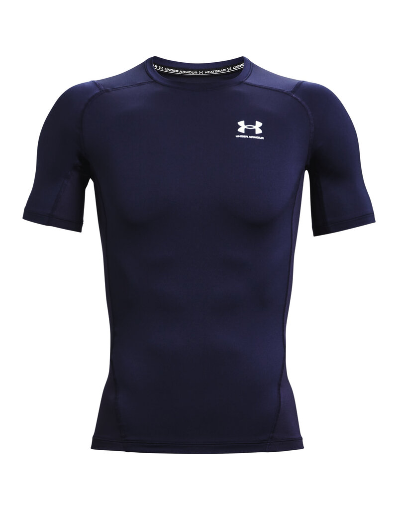 Under Armour UA HG Armour Comp SS- Navy - Blauw - Mannen