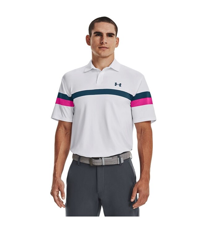 Under Armour T2G Blocked Polo-White / Rebel Pink / Static Blue