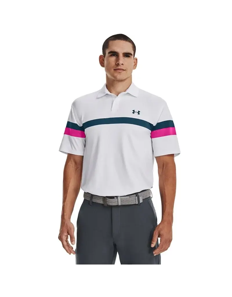 Under Armour T2G Blocked Polo-White / Rebel Pink / Static Blue