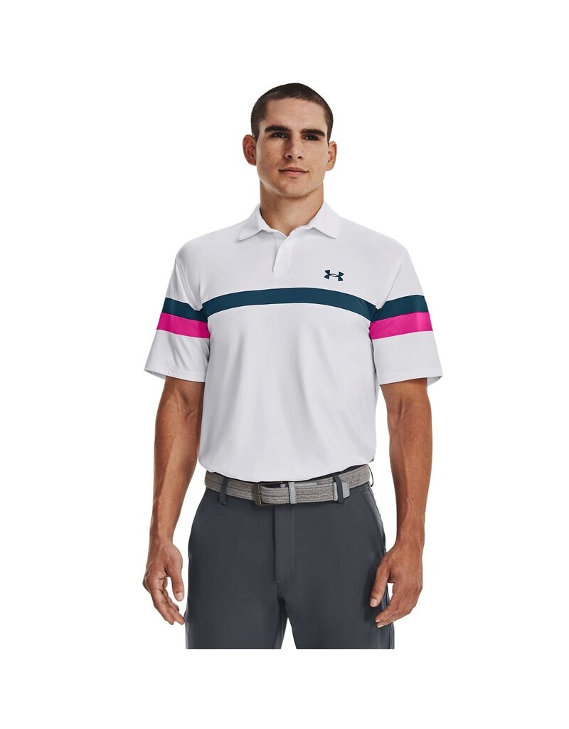 Under Armour T2G Blocked Polo-White / Rebel Pink / Static Blue
