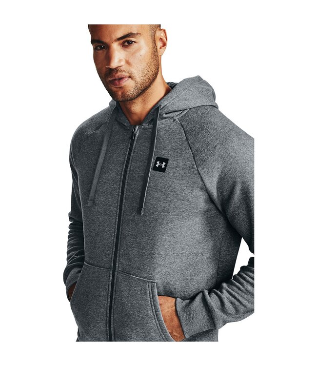Under Armour Rival Fleece FZ Hoodie-Pitch Gray Light Heather - Men