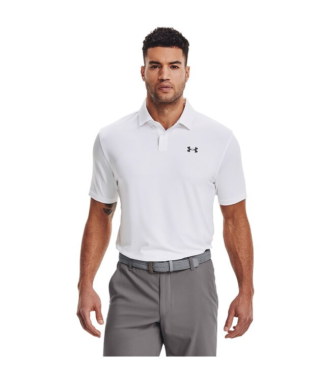 Under Armour T2G Golf Polo Shirt - White/Pitch Grey Under Armour T2G Golf Polo Shirt - White/Pitch Grey