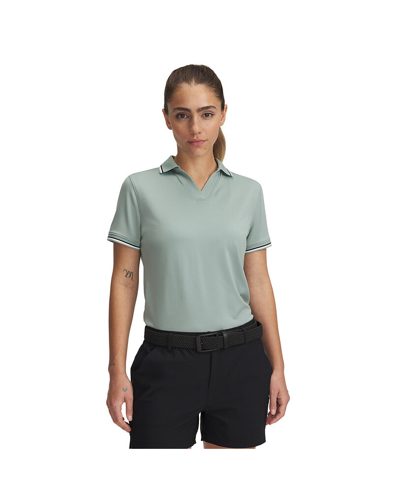 Under Armour Drive SS Rib Polo-Silica Groen / Dames Golfpolo