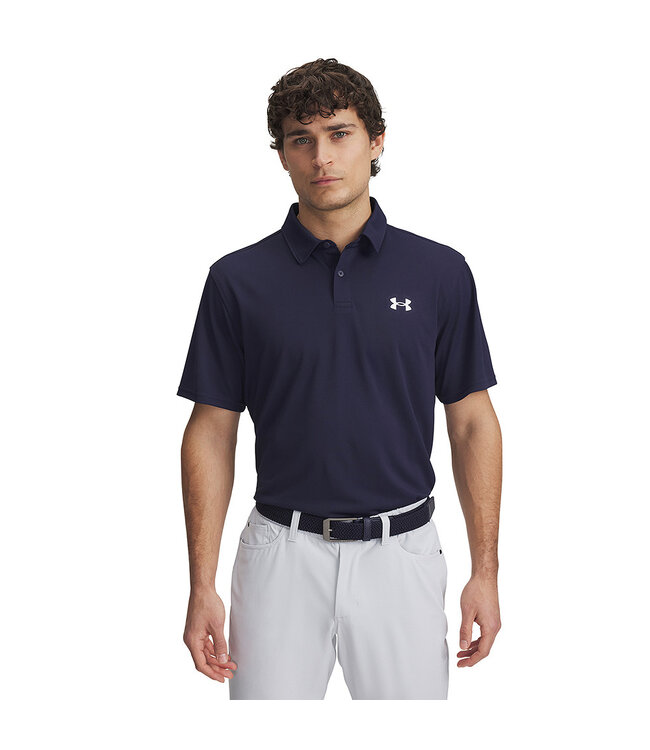 Under Armour UA T2G Pique Polo - Navy Blauw / Heren Golfpolo