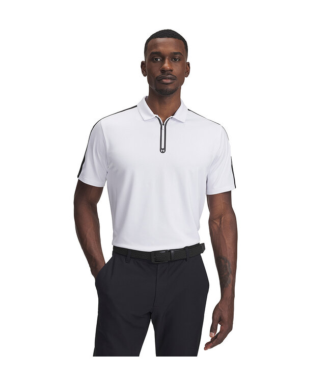 Under Armour UA Drive Zip Polo Wit - Heren Golfpolo