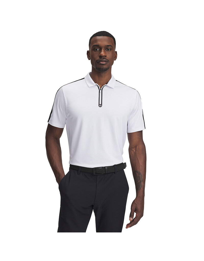 Under Armour UA Drive Zip Polo Wit - Heren Golfpolo