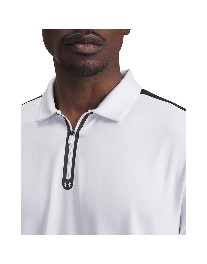 Under Armour UA Drive Zip Polo Wit - Heren Golfpolo