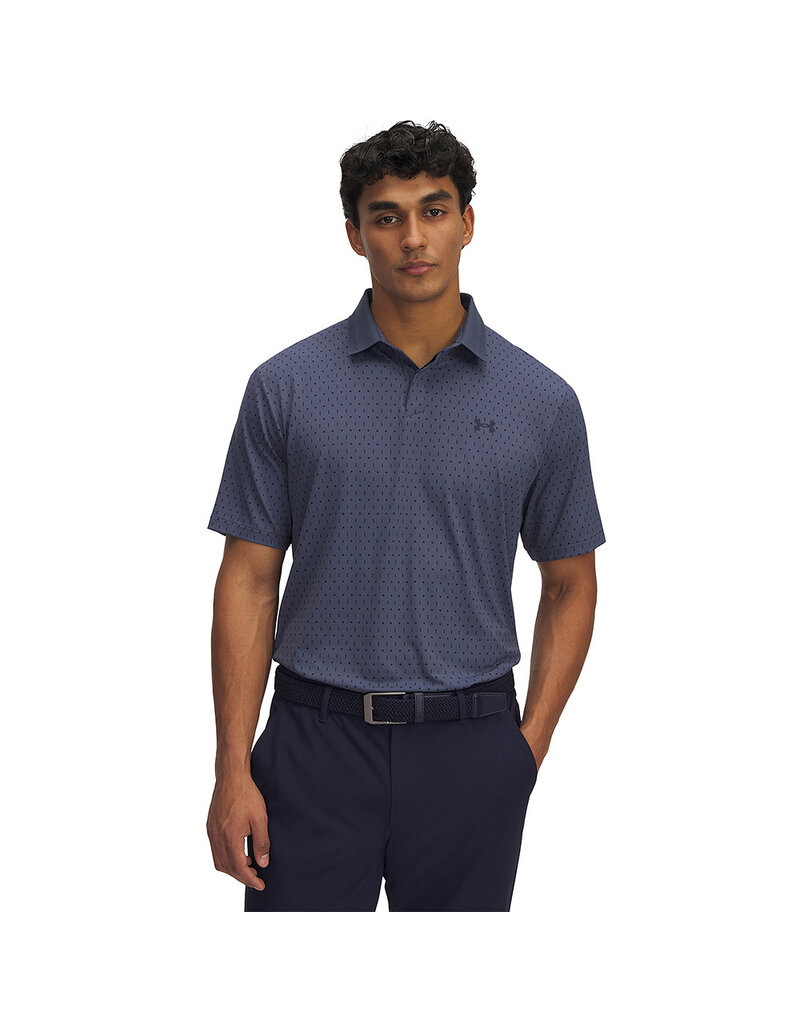 Under Armour UA Drive Chill Printed Polo - Blauw/grijs - Heren Golfpolo